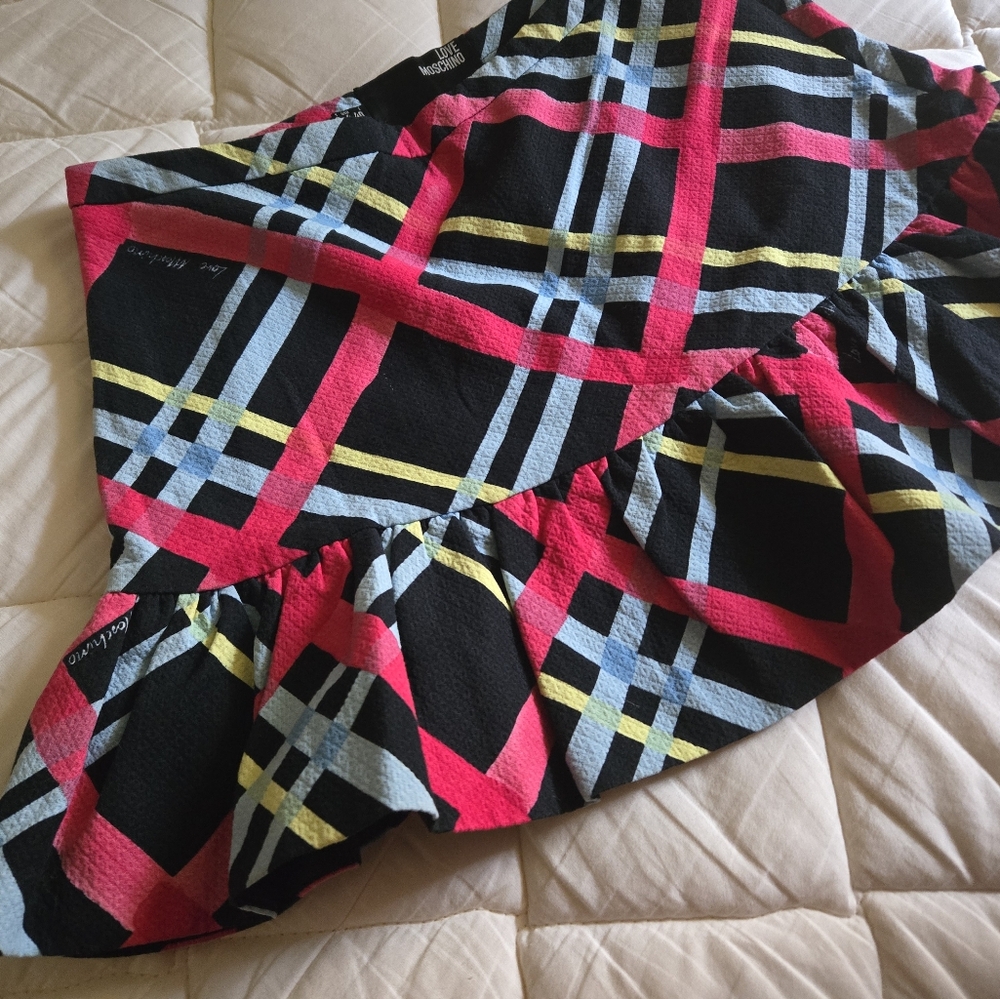 Moschino Pink and Blue Plaid Skirt Size4